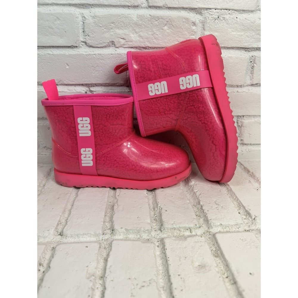 UGG Classic Clear Mini Boots Kids 6 Pink Waterproof Fleece Lined 1112386K